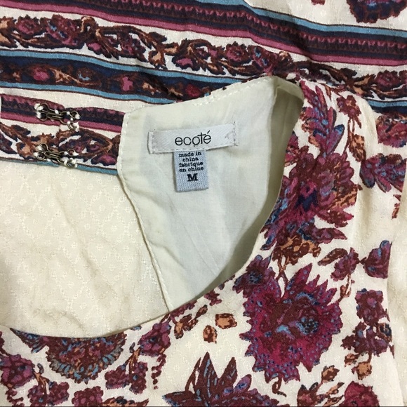 Ecote Sleeveless Shift Dress Floral Pattern Medium - Picture 6 of 8